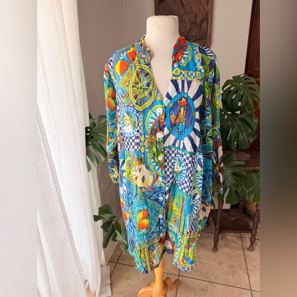 Russomar Italian Souvenir Cotton Beach Dress One Size